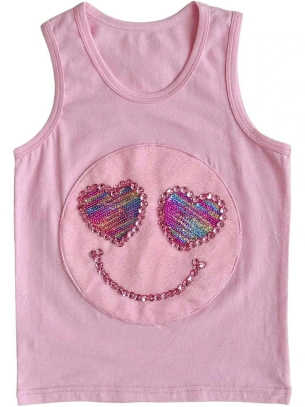 LOLA + THE BOYS Emoji Sparkle Tank in Light Pink